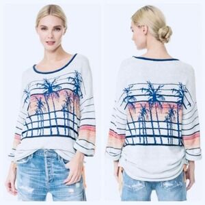 Free People Palm Tree Stripe Long Sleeve Sweater